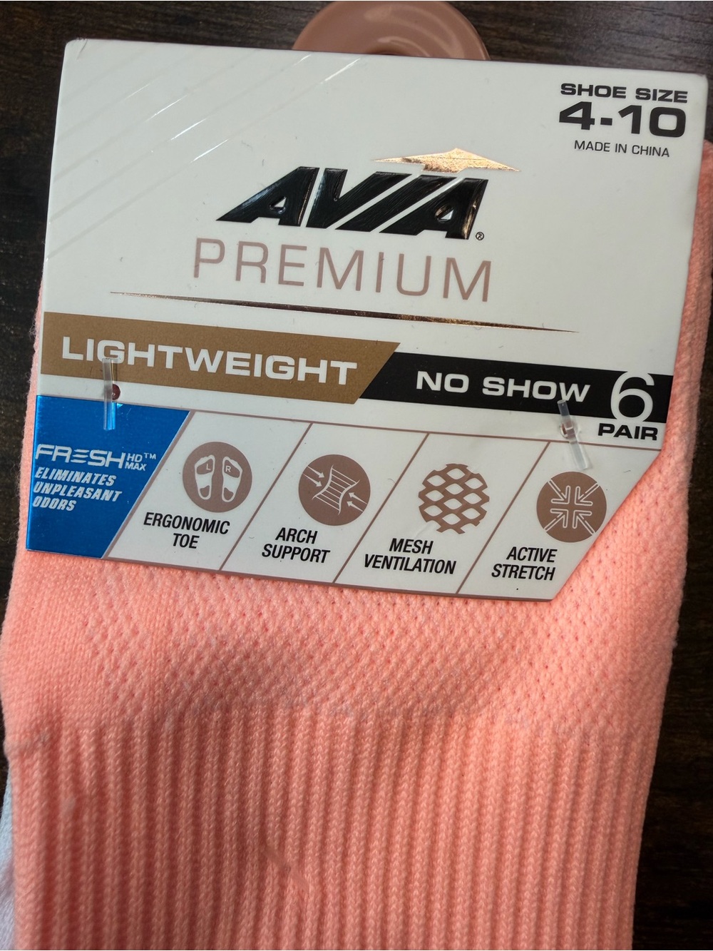 AVIA Premium Lightweight No-Show Socks - Peach (6 Pair). NEW - Picture 2 of 4
